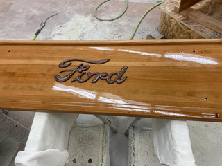 Finished tailgate with Ford script completed.